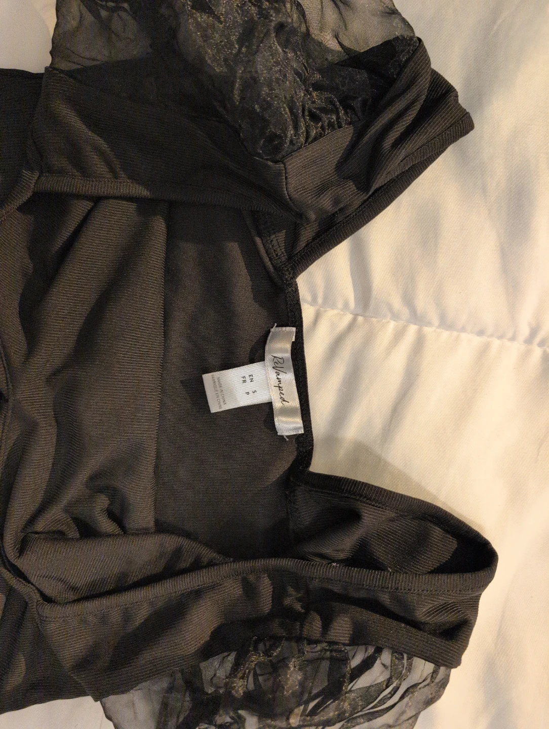 Black Ruched Mesh Sleeve Top - photo 2