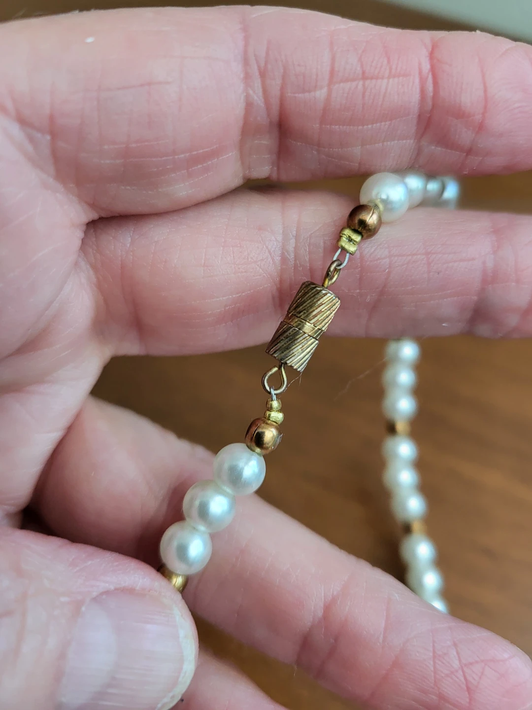 Pearl and gold/copper tone necklace and earring set - photo 4