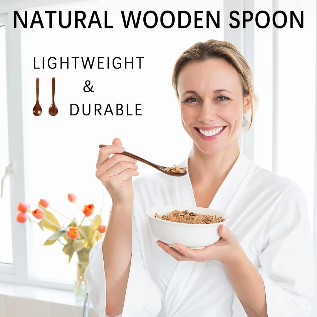 7PC Natural Hardwood Wooden Spoon Set | 7" Tea Coffee Honey - photo 5