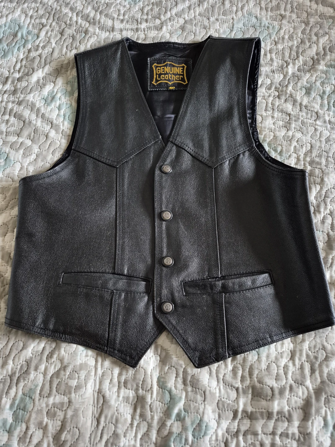 Genuine Leather Motorcycle Vest Size 40