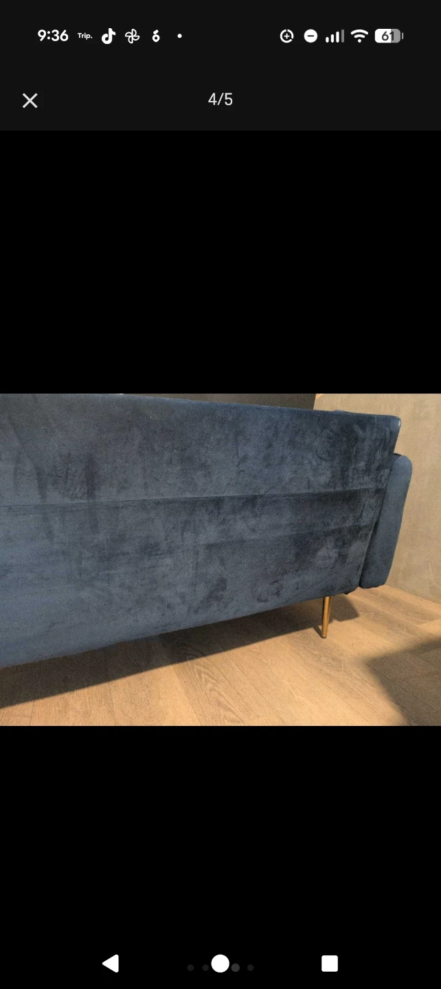 BLUE VELVET COUCH **pending pick up** - photo 4
