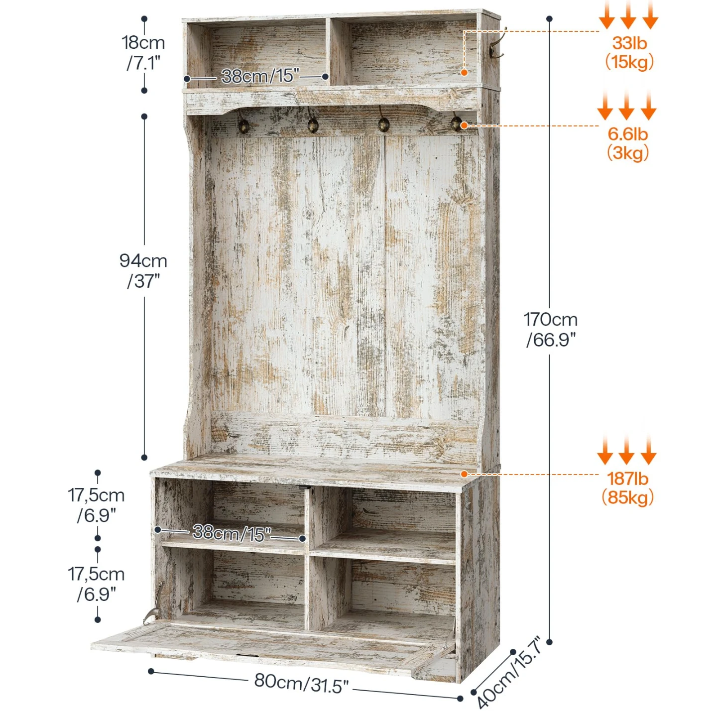 New Hall Tree Bench with Shoe Cabinet Coat Rack for Entryways - photo 2