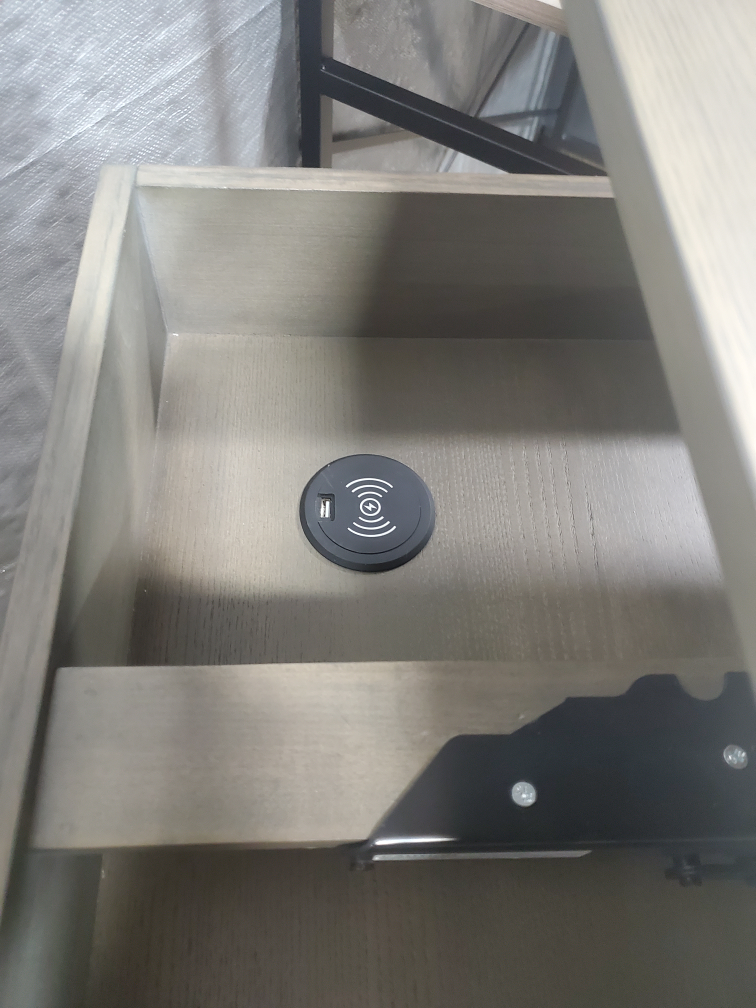Gray Wooden lift top.Desk with Built-in Wireless Charger - photo 4