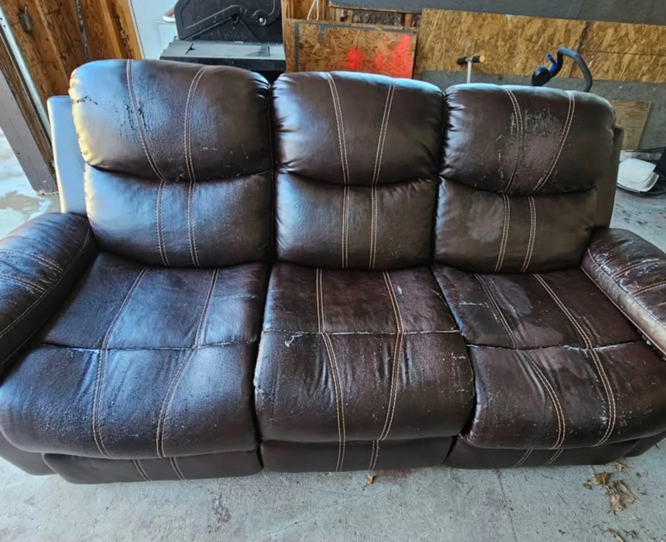 FREE - Brown Leather Reclining Sofa