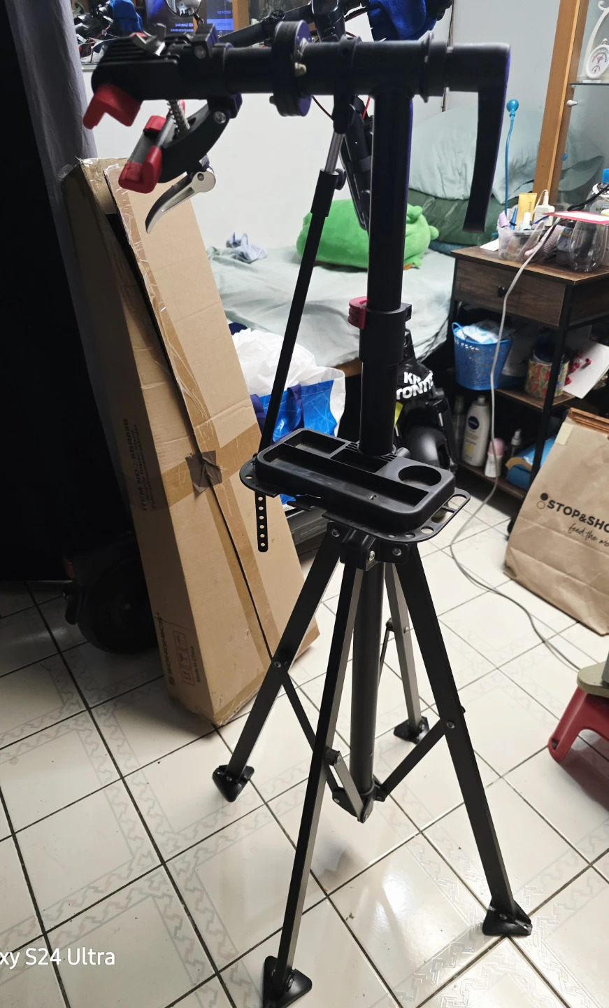 🥕 Songmics Foldable Bike Repair Stand W/ Quick Release Tool Tray - photo 4