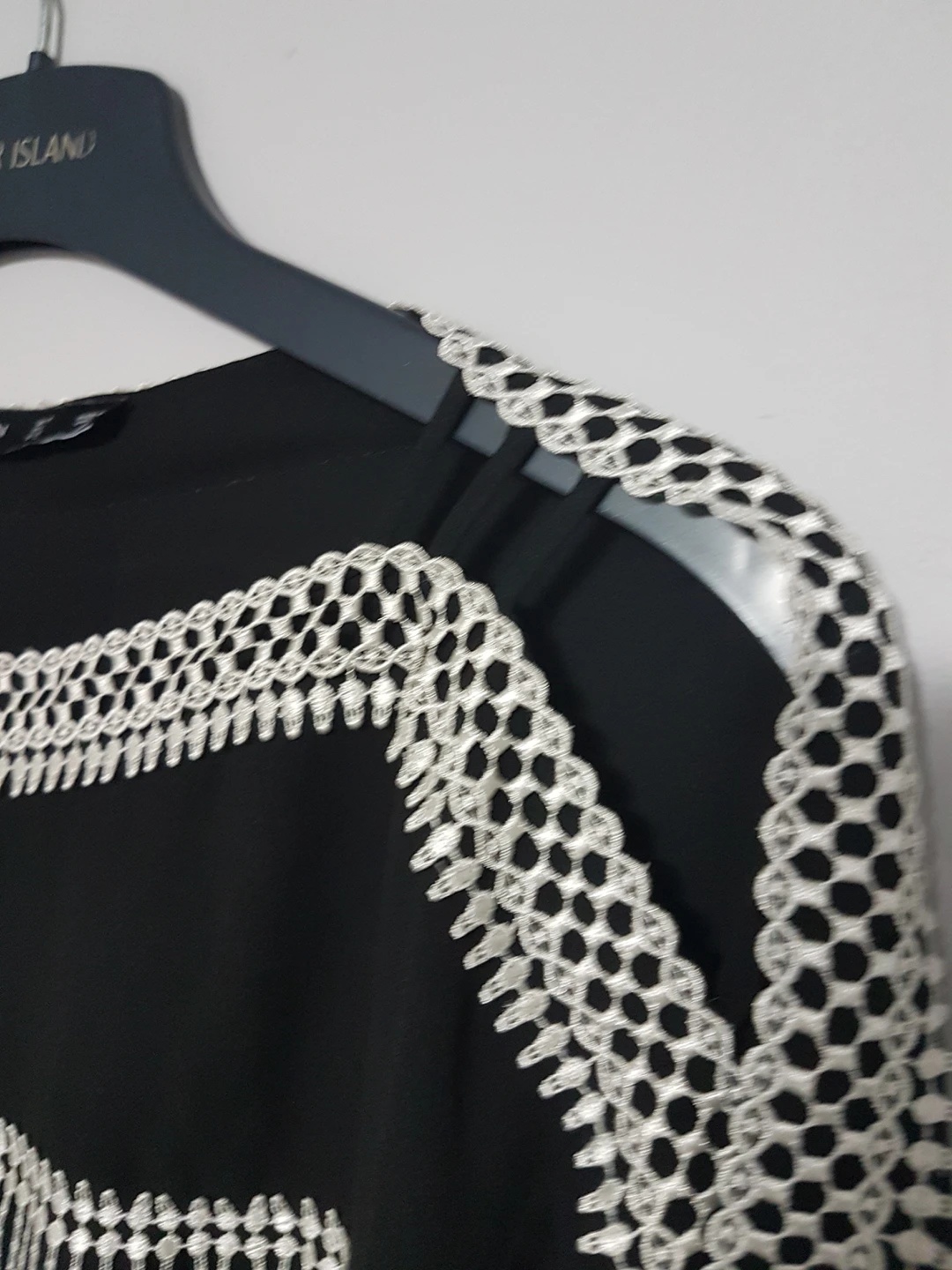Karen Millen Black Embroidered Tassel Top