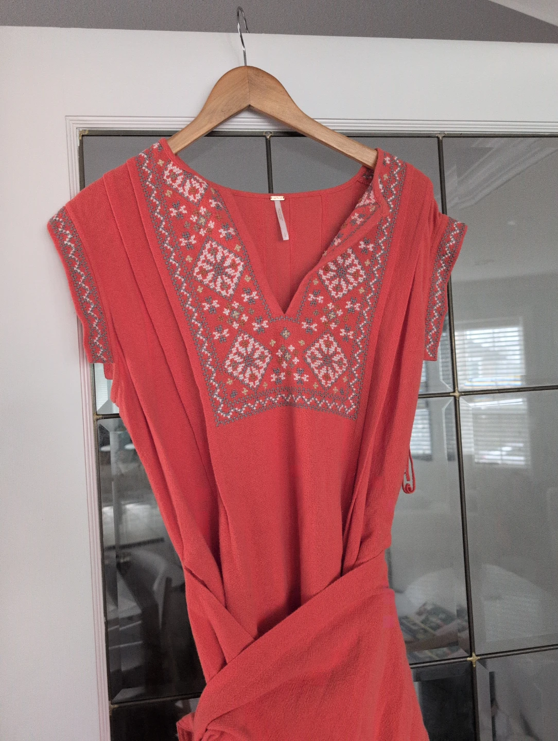 Free People Embroidered Peach Dress