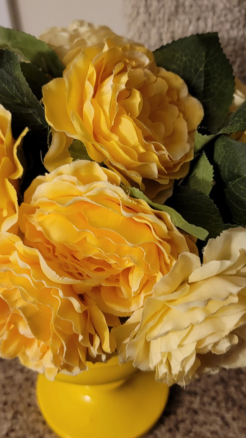 Bright Yellow Decorative Vase + flowers - photo 2