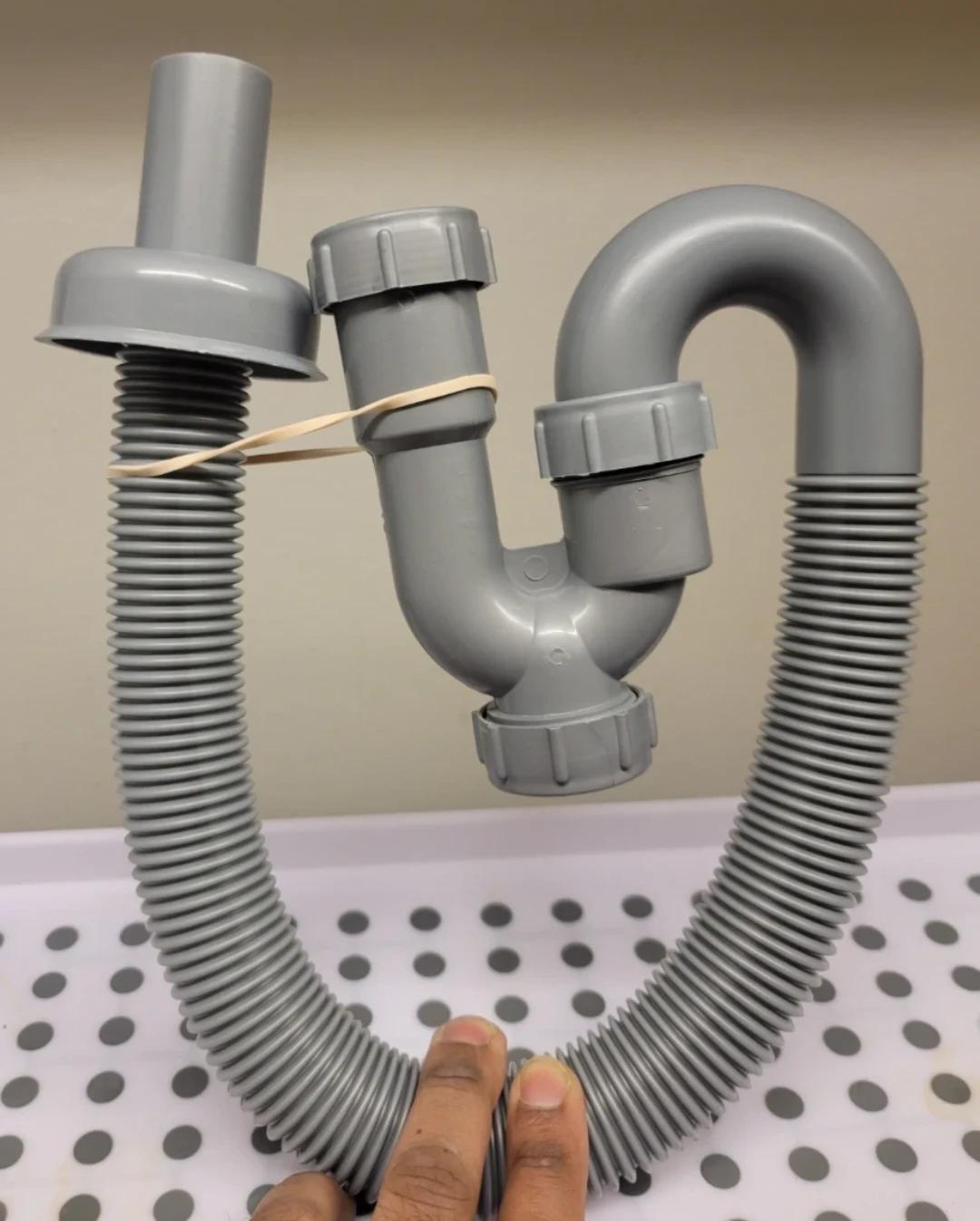 Grey Flexible Sink Drain Pipe with P-Trap