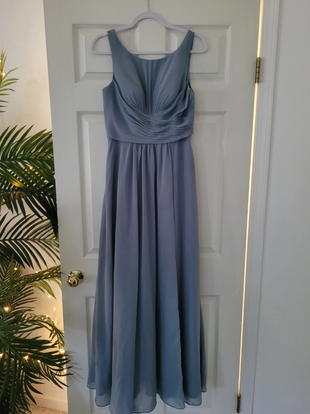 Women's Dusty Blue Chiffon Bridesmaid Dress