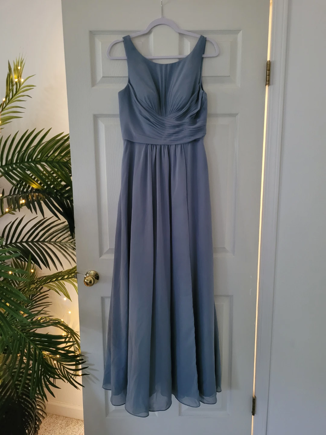Women's Dusty Blue Chiffon Bridesmaid Dress - photo 2