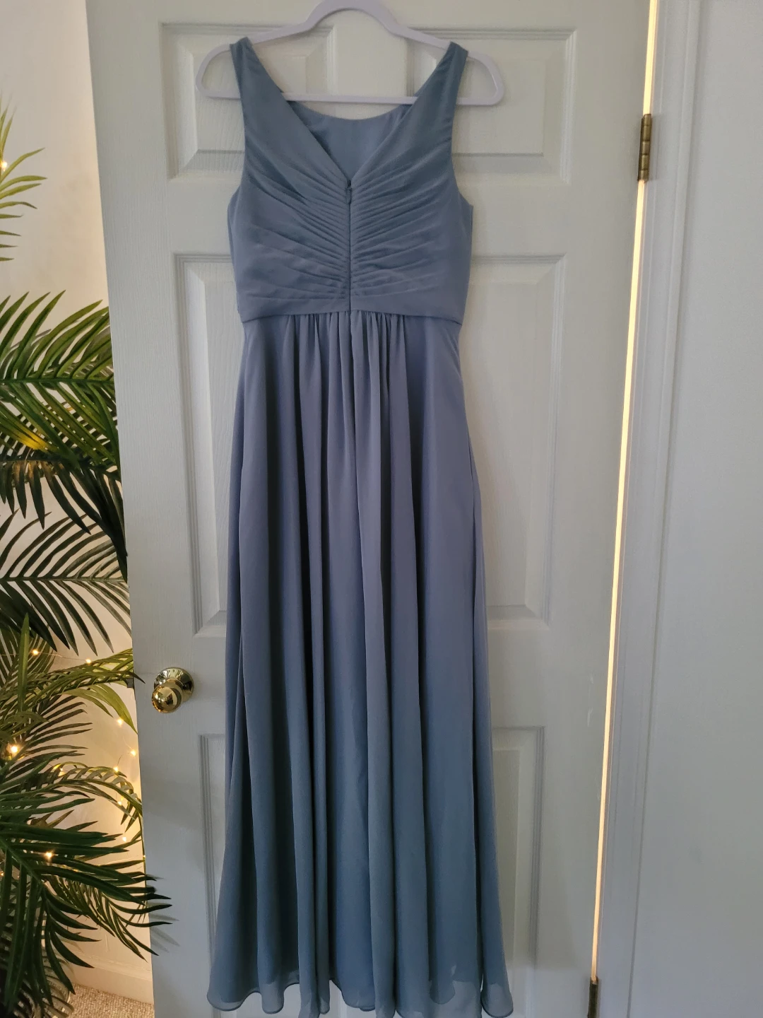 Women's Dusty Blue Chiffon Bridesmaid Dress - photo 5