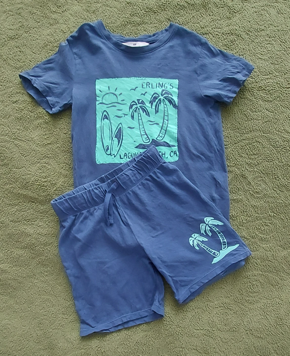 Kid's H&M Blue Palm Tree T-shirt and Shorts Set