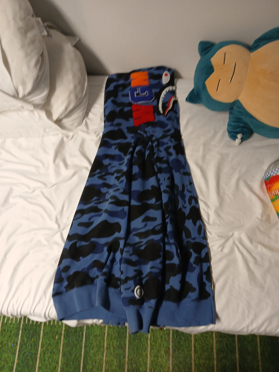A Bathing Ape Full Zip Hoodie Blue Camo Shark Print Size L - photo 3