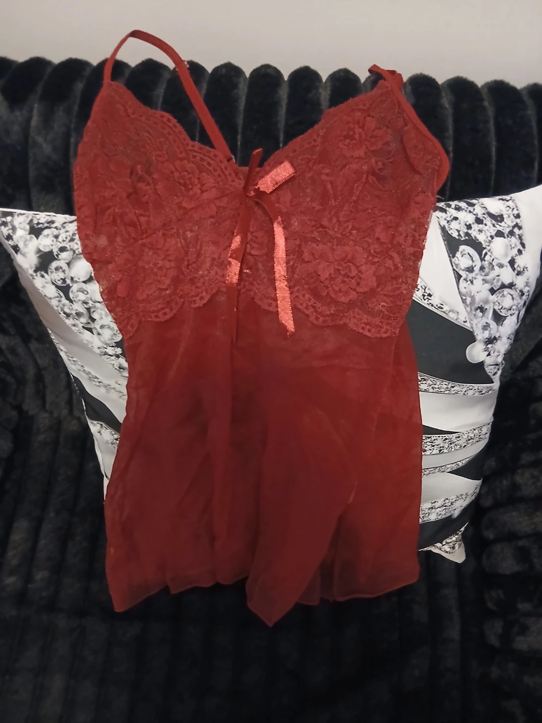Women's Red Lace Babydoll Lingerie - photo 2
