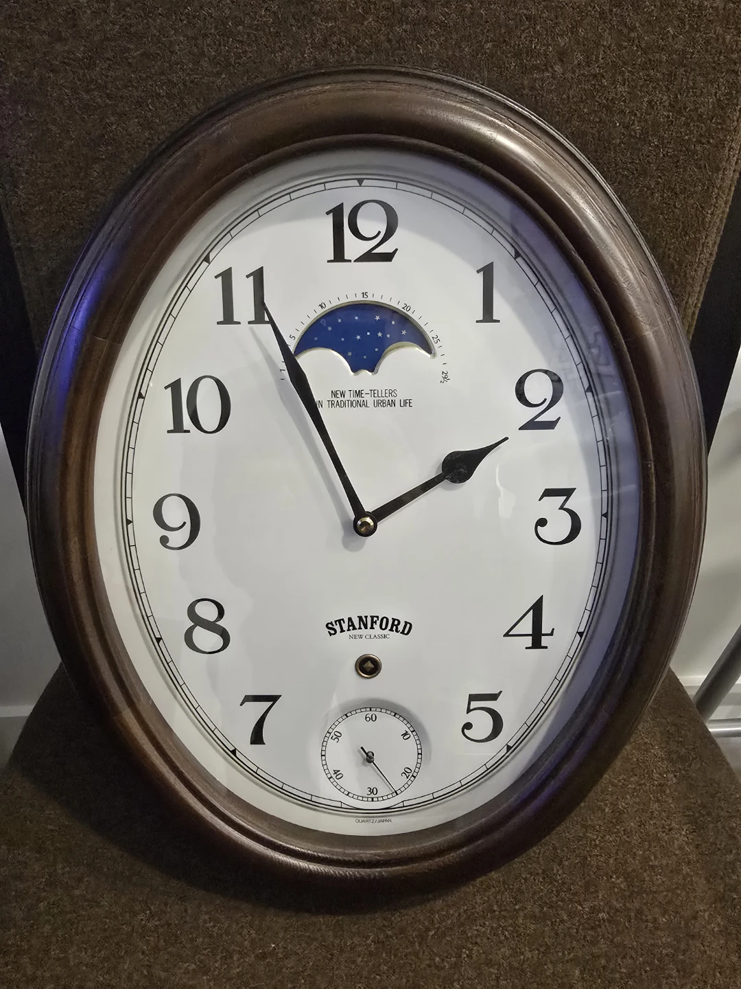 Stanford New Classic Oval Wall Clock with Moon Phase