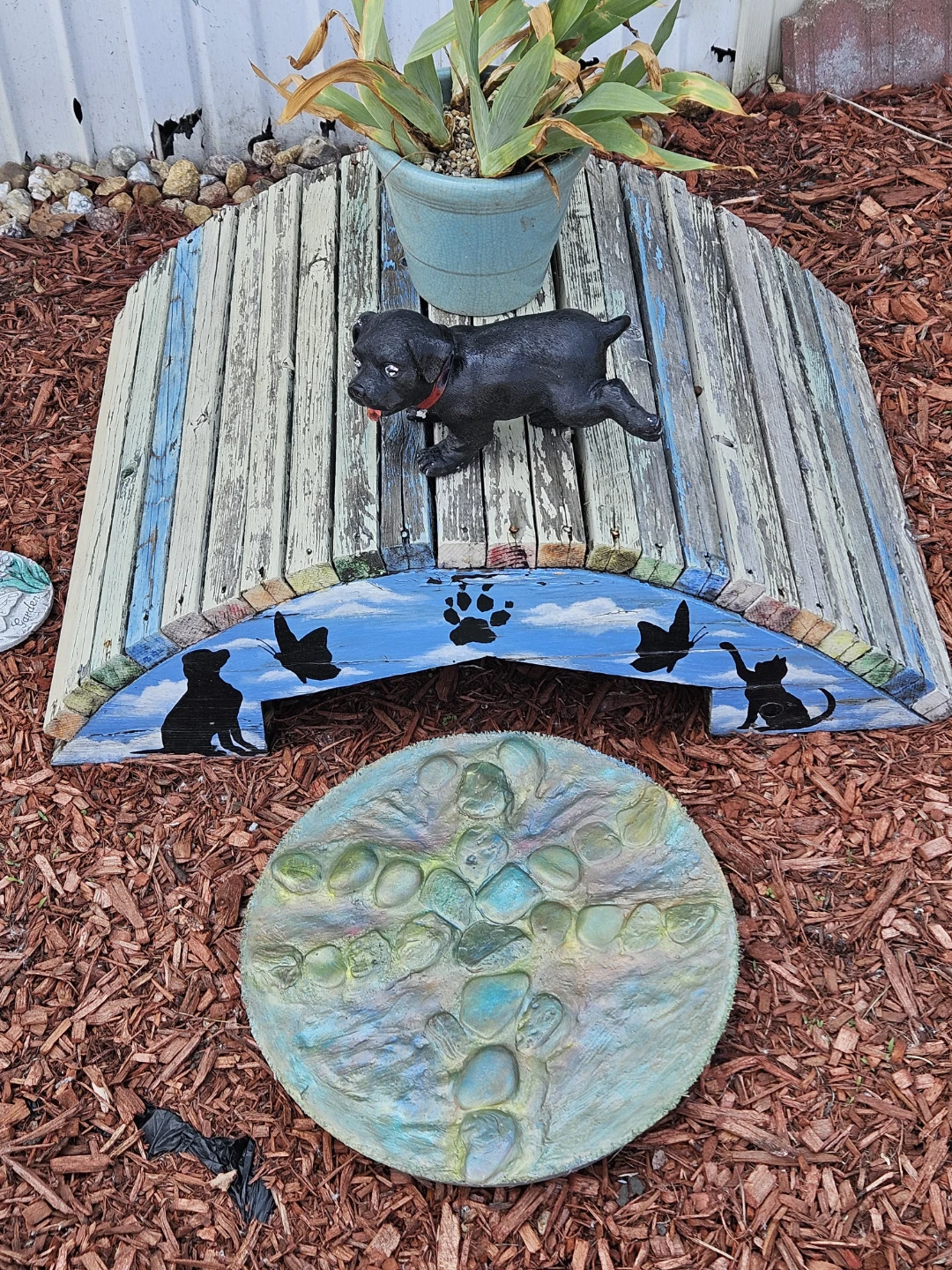 Hand made Decorative beach stone dragonfly garden stepper - photo 5