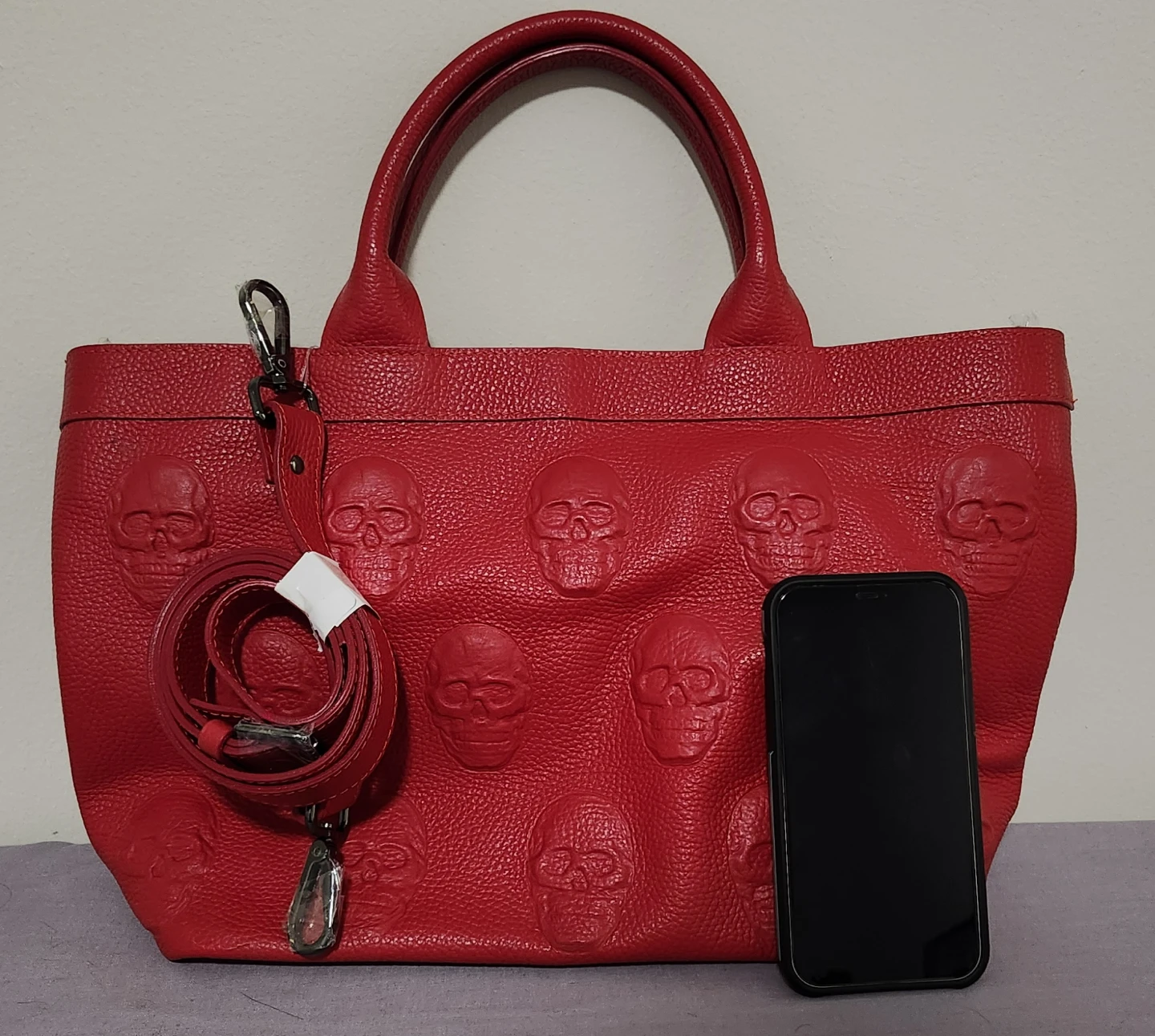 Red Leather Skull Tote Bag - photo 2