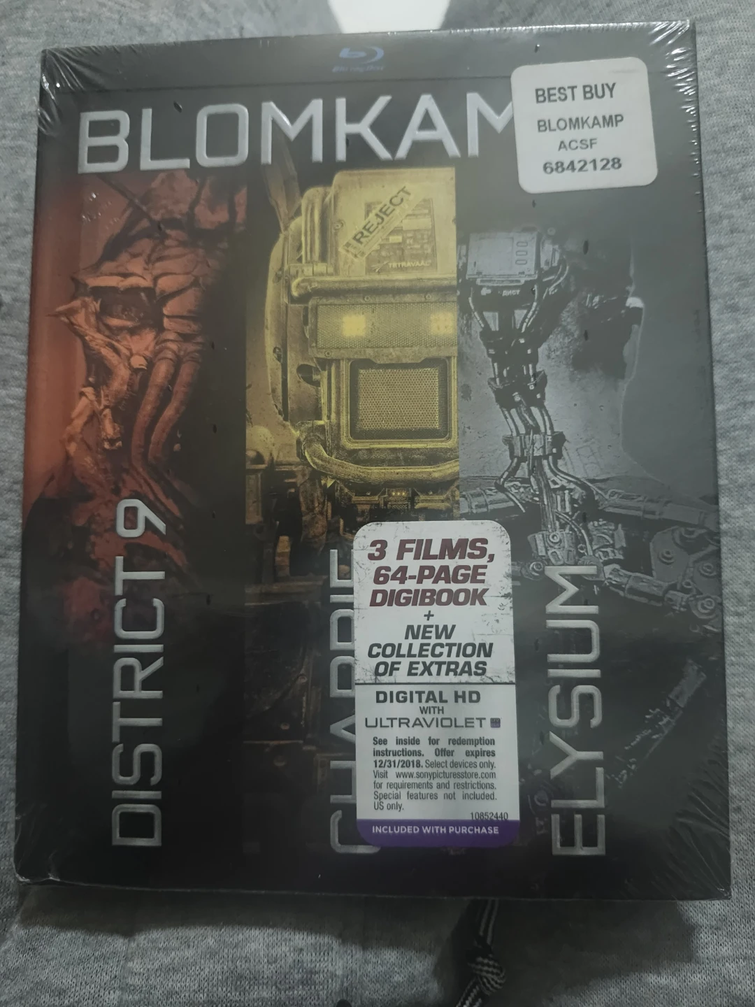 Blomkamp District 9, Elysium, Chappie 3 Film Blu-ray Digibook