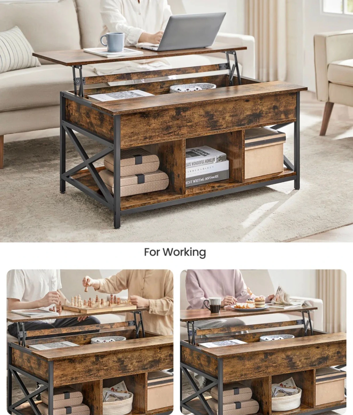 Lift Top Coffee Table with Storage - photo 4