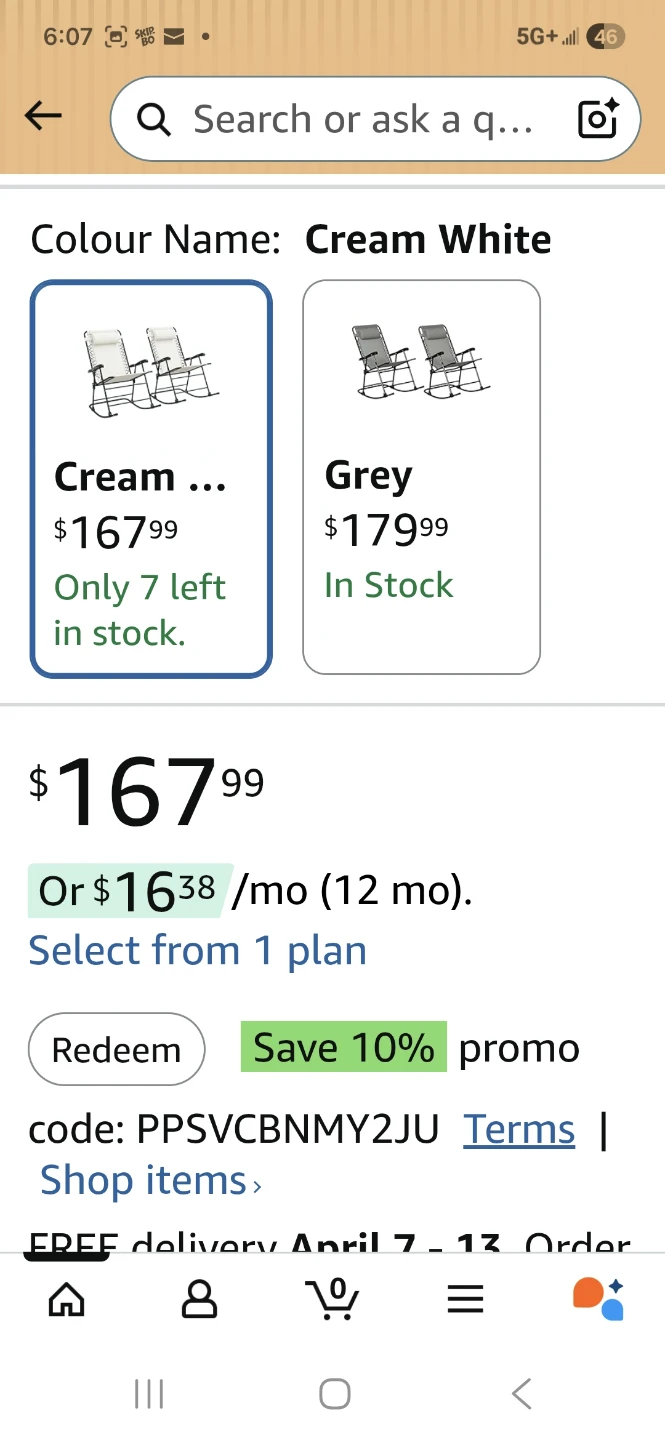 Outsunny Cream White Foldable Rocking Chair - photo 2