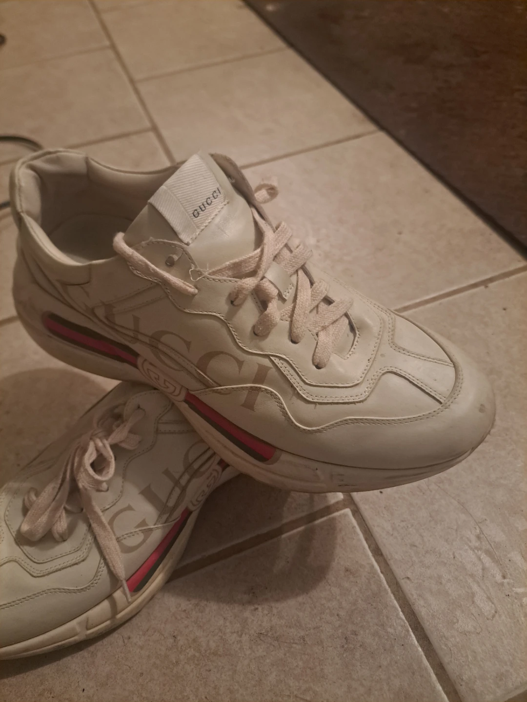 Gucci Cream Leather Sneakers