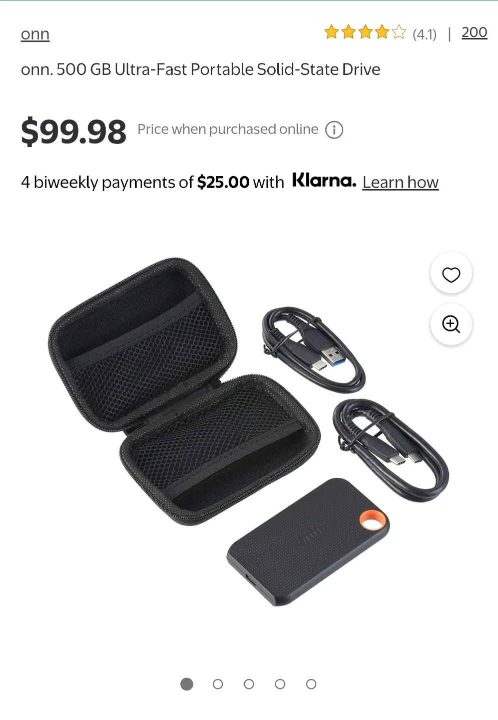 onn. 500 GB Ultra-Fast Portable Solid-State Drive