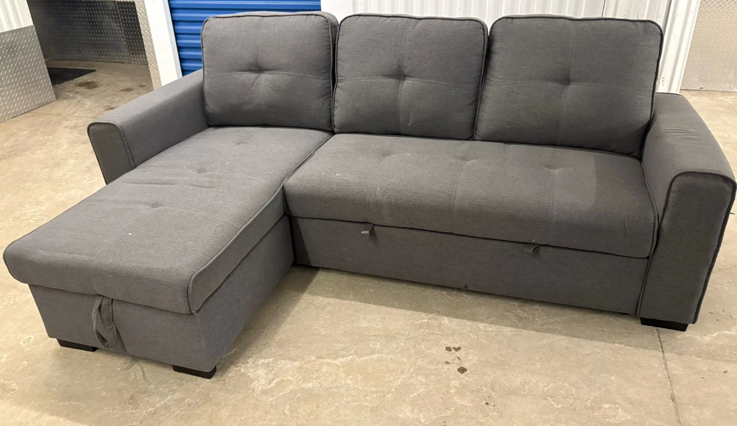 Grey Sectional Sofa with Storage Chaise - photo 4