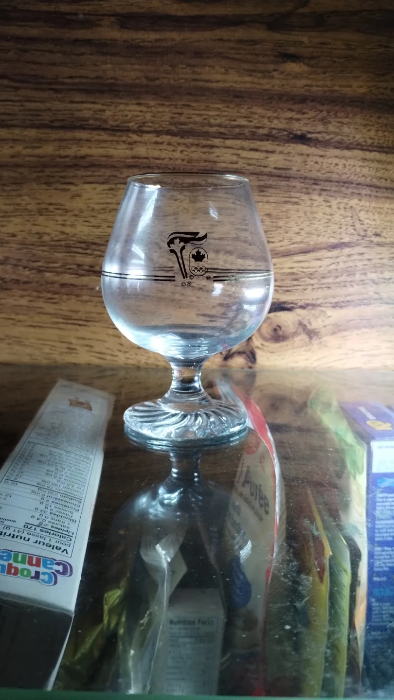 Talll Vintage Brandy Glass with Canadian Olympic Logo
