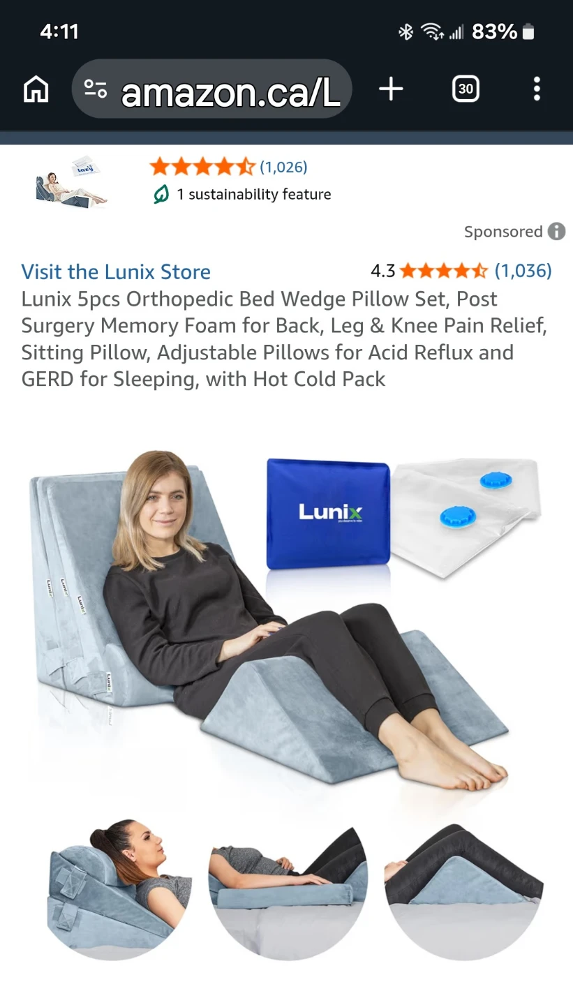Lunix 5pcs Orthopedic Bed Wedge Pillow Set