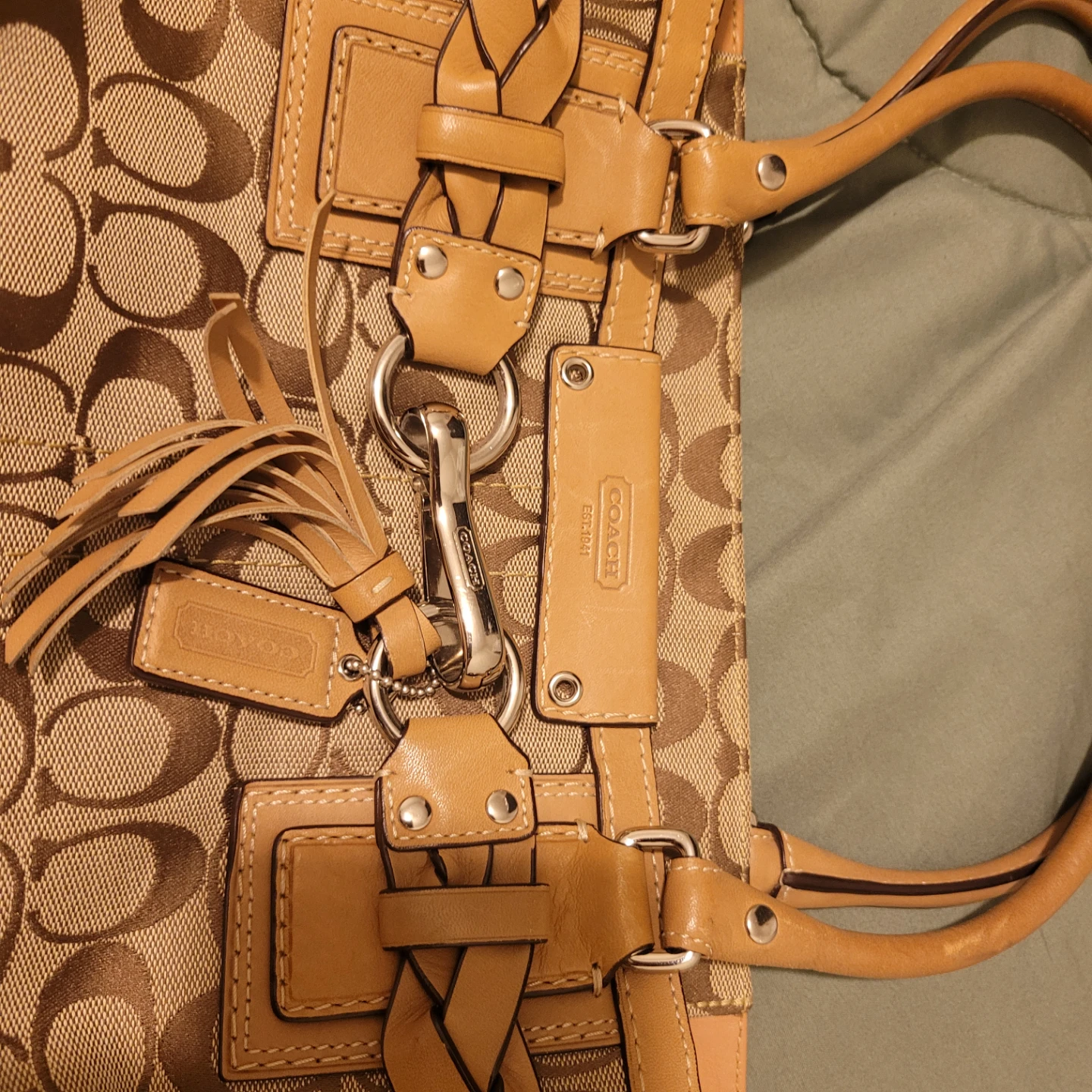 Coach Signature C Monogram Canvas & Leather Tote Handbag - photo 2