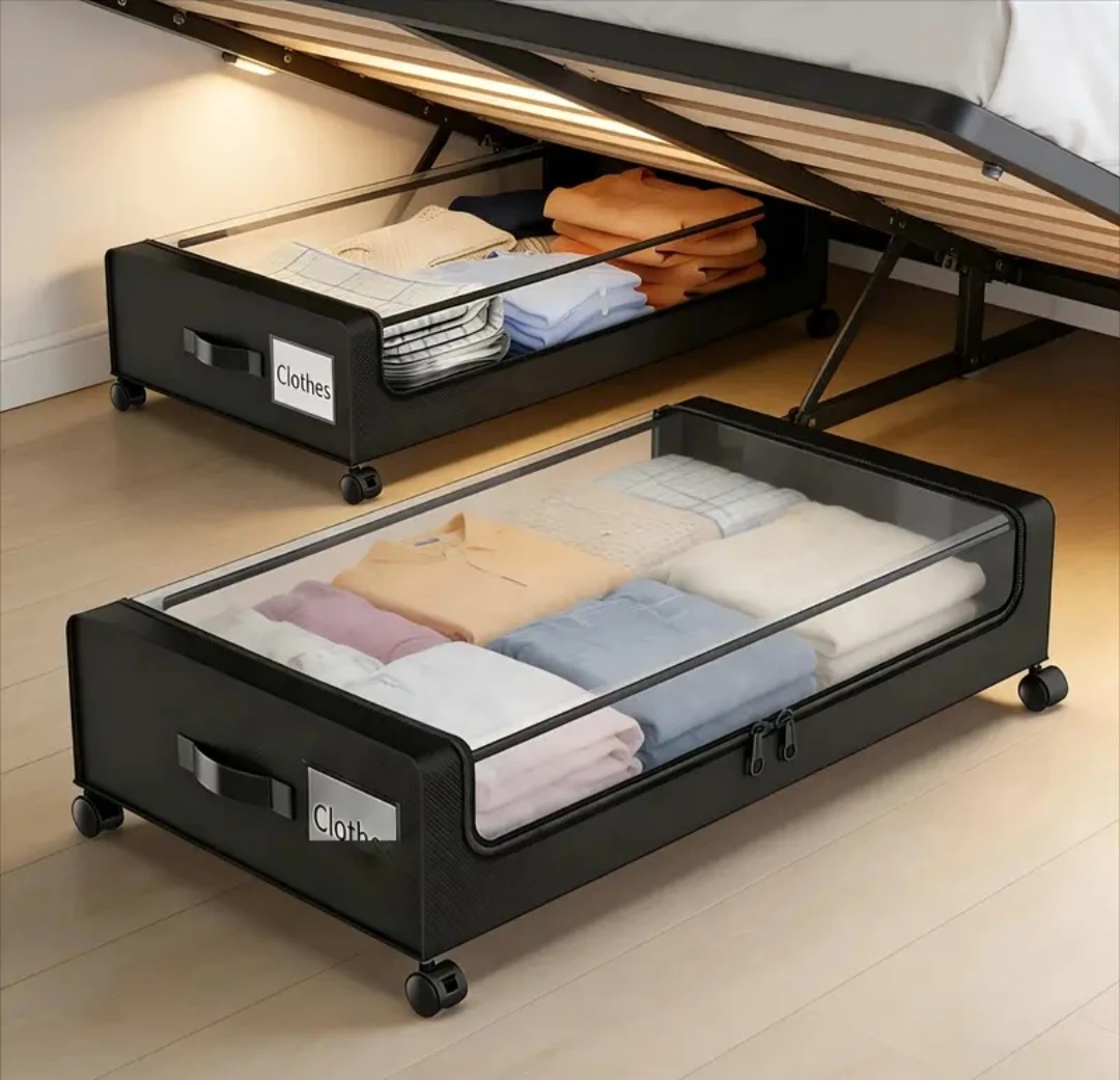 Set of 2 Rolling Storage Bins for Under The Bed,Featuring ....