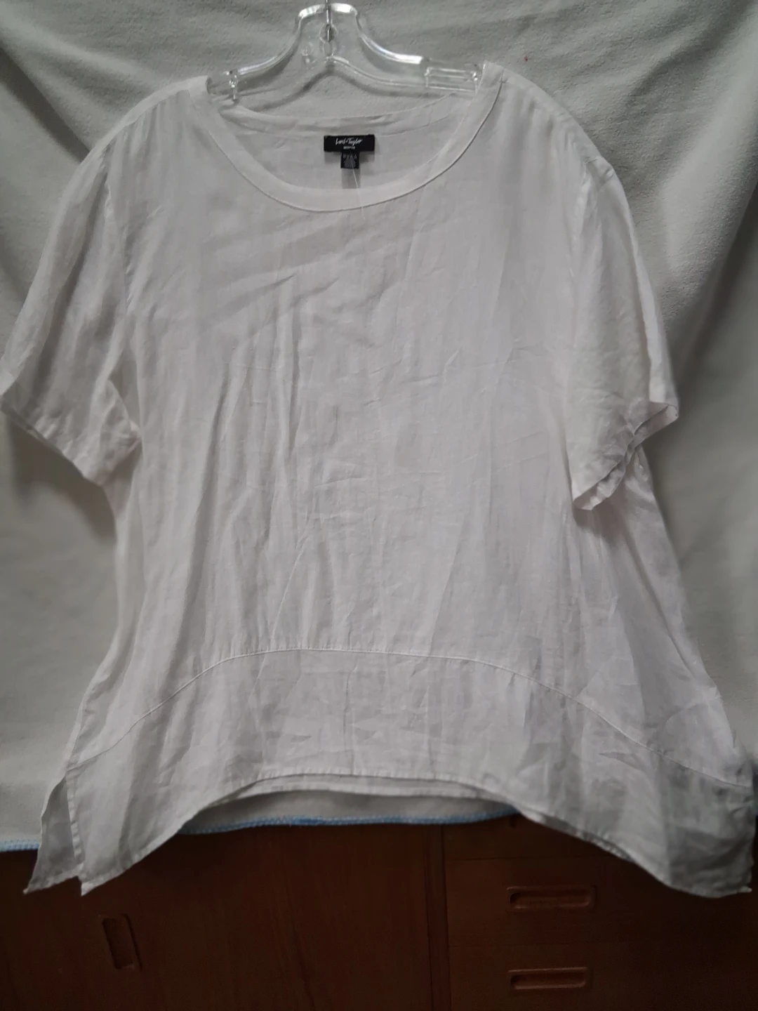 Lord & Taylor Woman White 100% Linen Blend Tunic Top