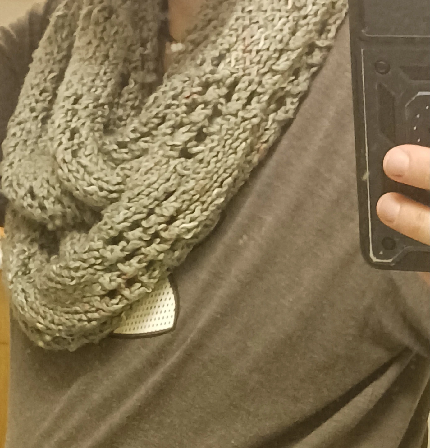 Grey/Green Knit Scarf