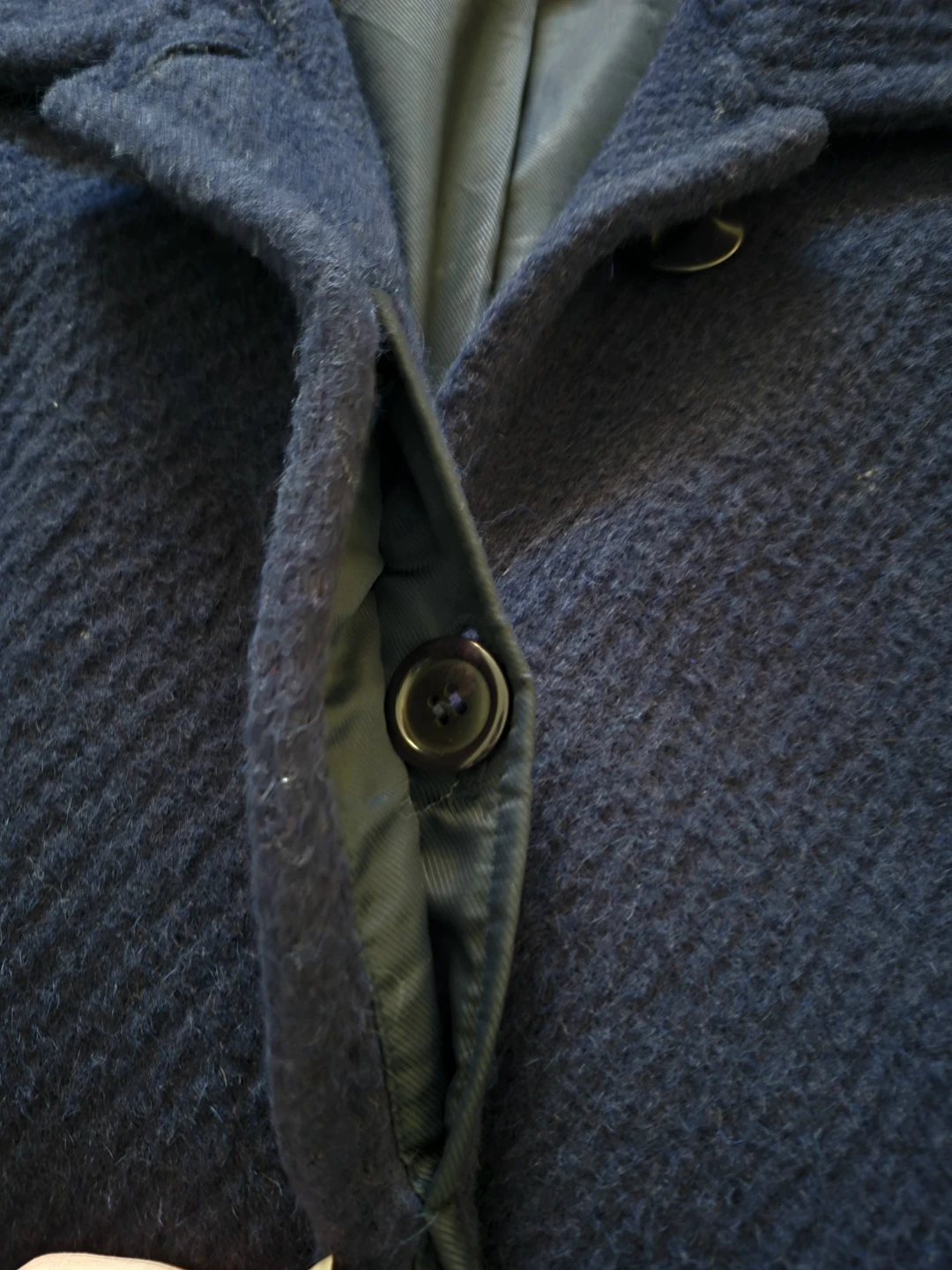 Navy Blue Wool Blend Coat with Belt - photo 2