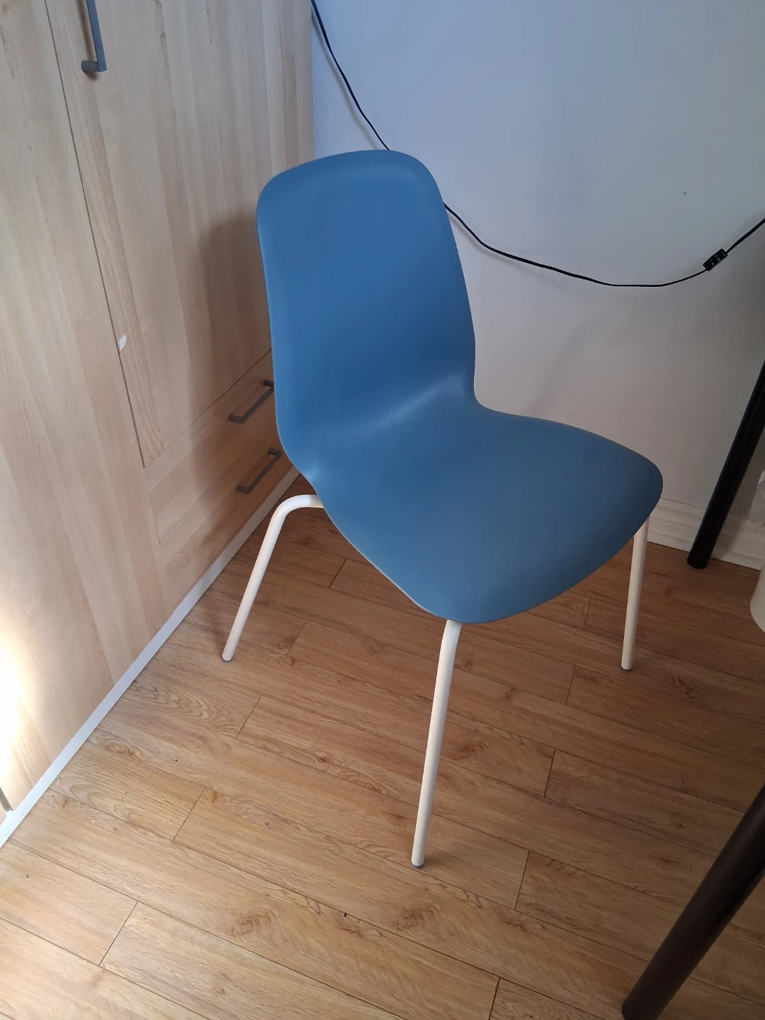 Blue Modern Chair with White Legs