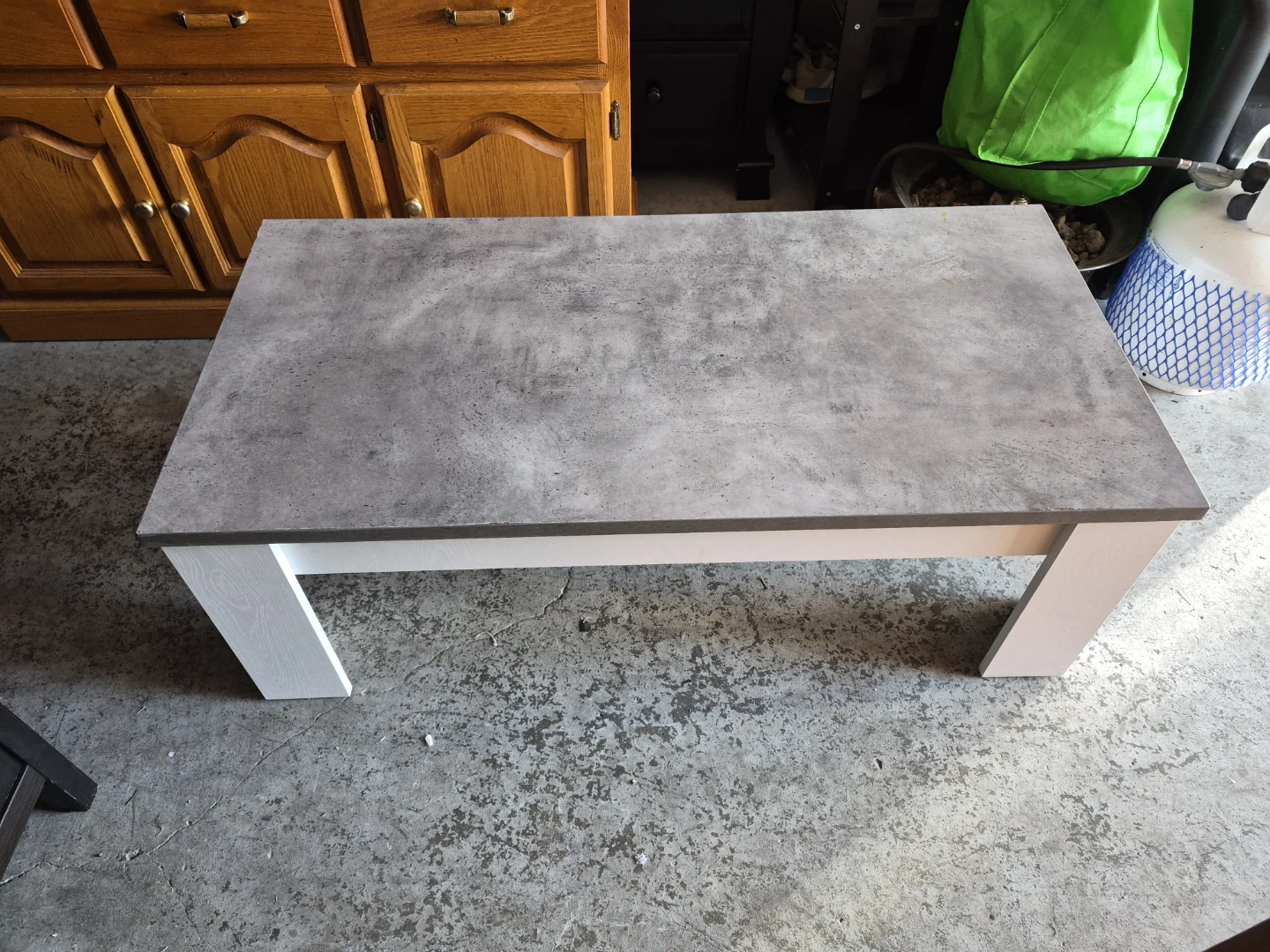 Coffee Table - Grey Concrete Look Top with White Legs - photo 2
