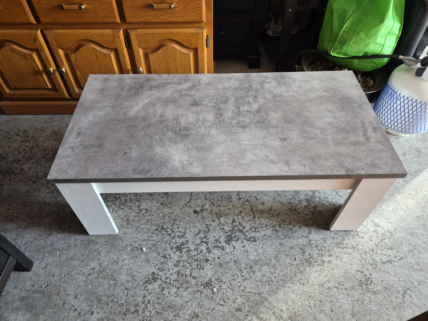 Coffee Table - Grey Concrete Look Top with White Legs - photo 3