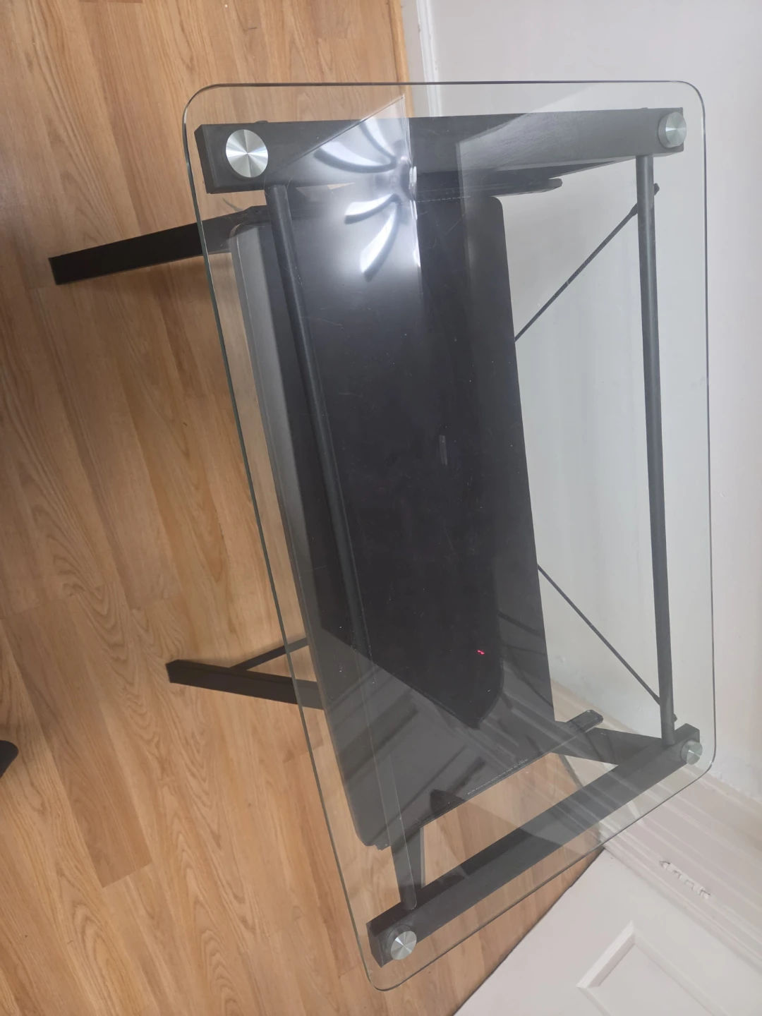 Glass Top Computer Desk with Pull-Out Keyboard Tray - photo 3