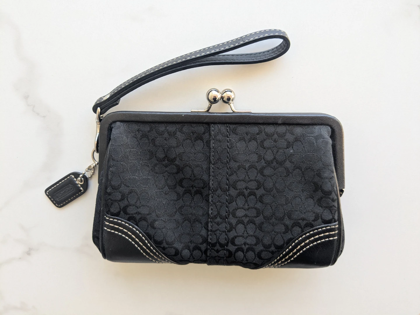 Coach Black Signature Wristlet Clutch