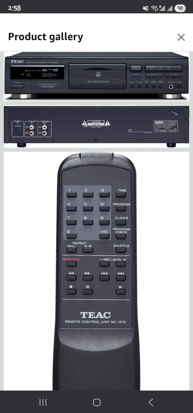 TEAC CD-RW890 Home Audio CD Recorder with Remote - photo 4