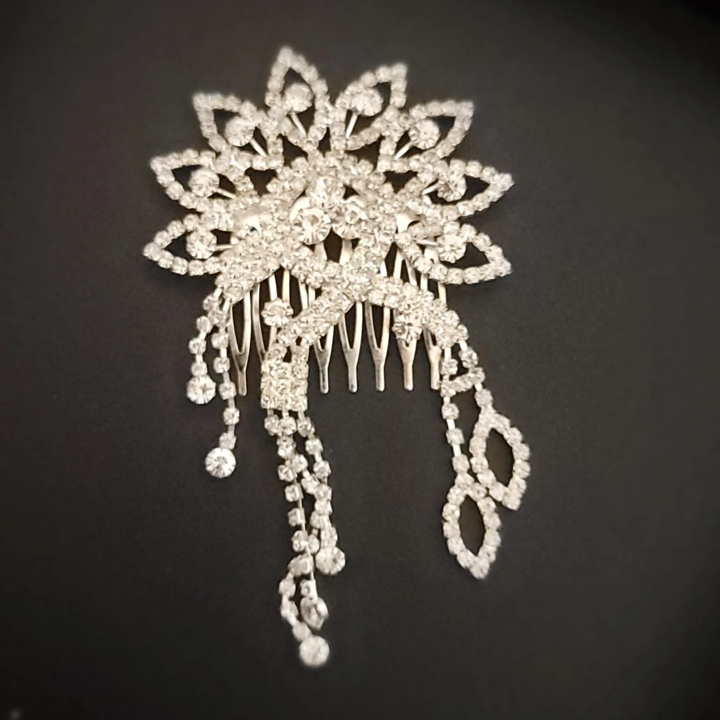 Rhinestone Hair Accessory with Dangling Chains