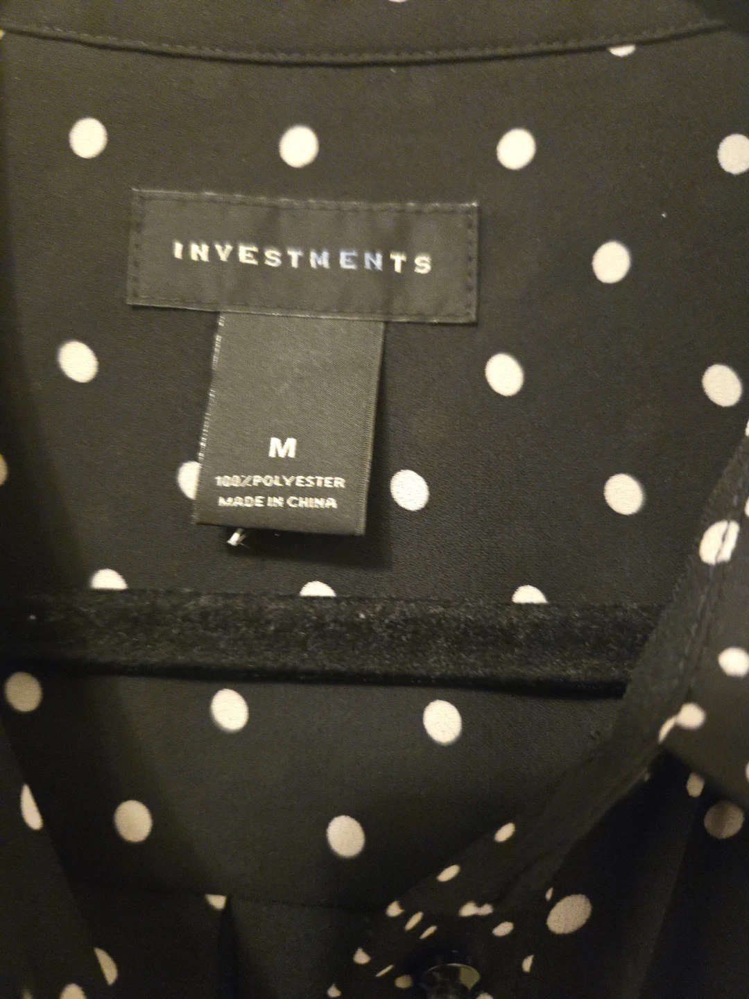 Investments Black & White Polka Dot Shirt Size M - photo 3