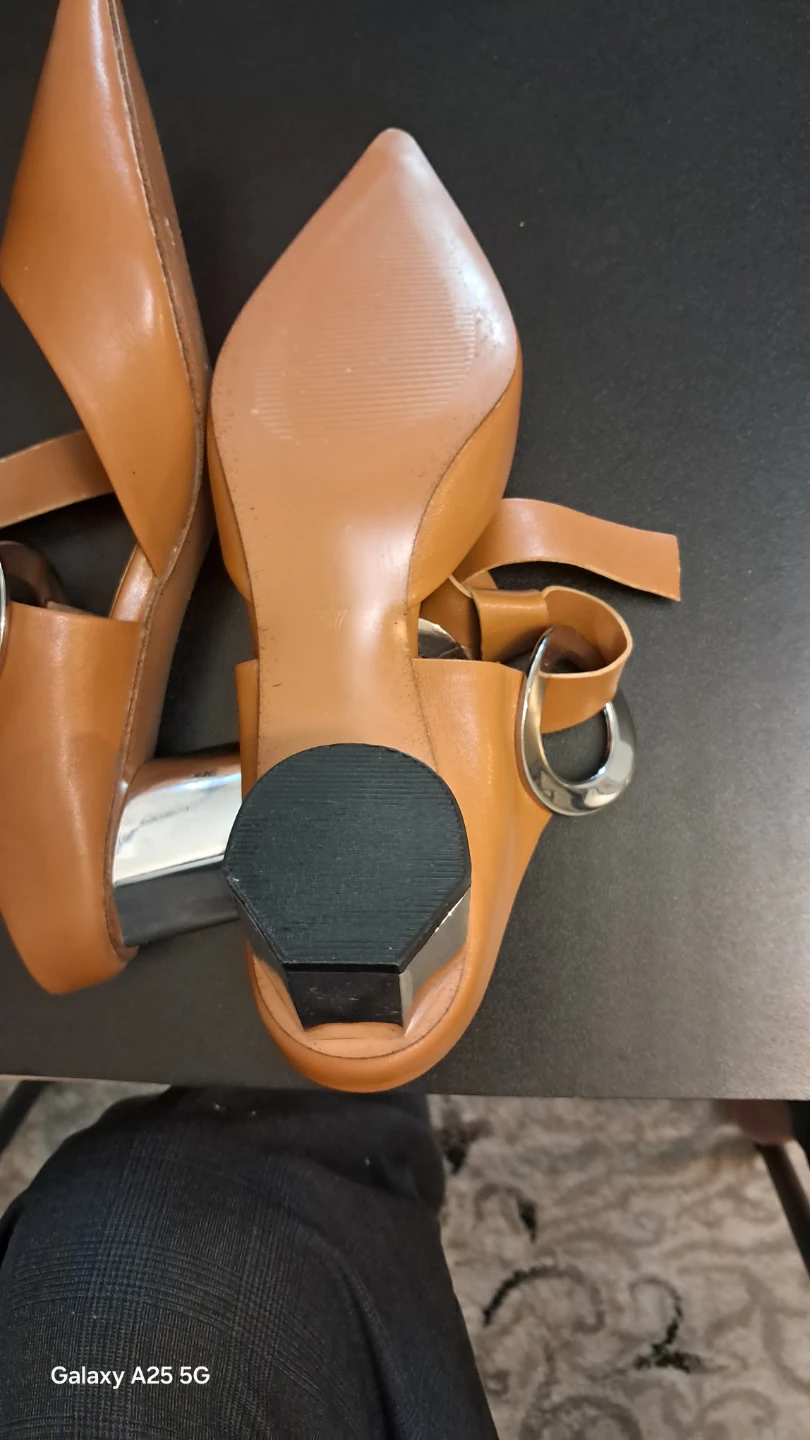 Brown D'Orsay Heel Sandals with Silver Buckle - photo 4