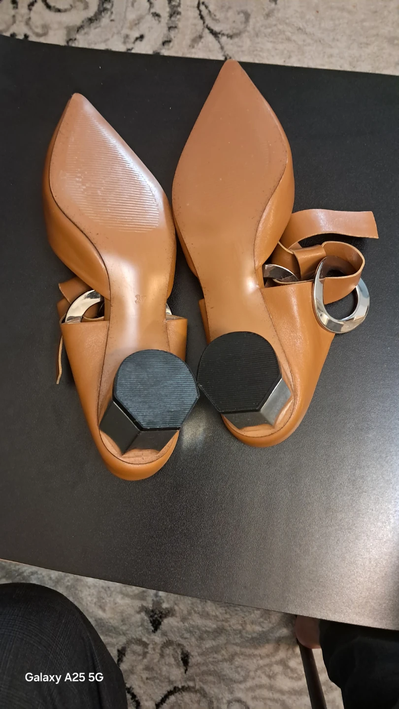 Brown D'Orsay Heel Sandals with Silver Buckle - photo 5
