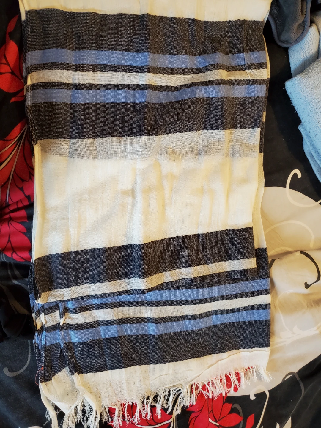 Striped Scarf with Frayed Edges