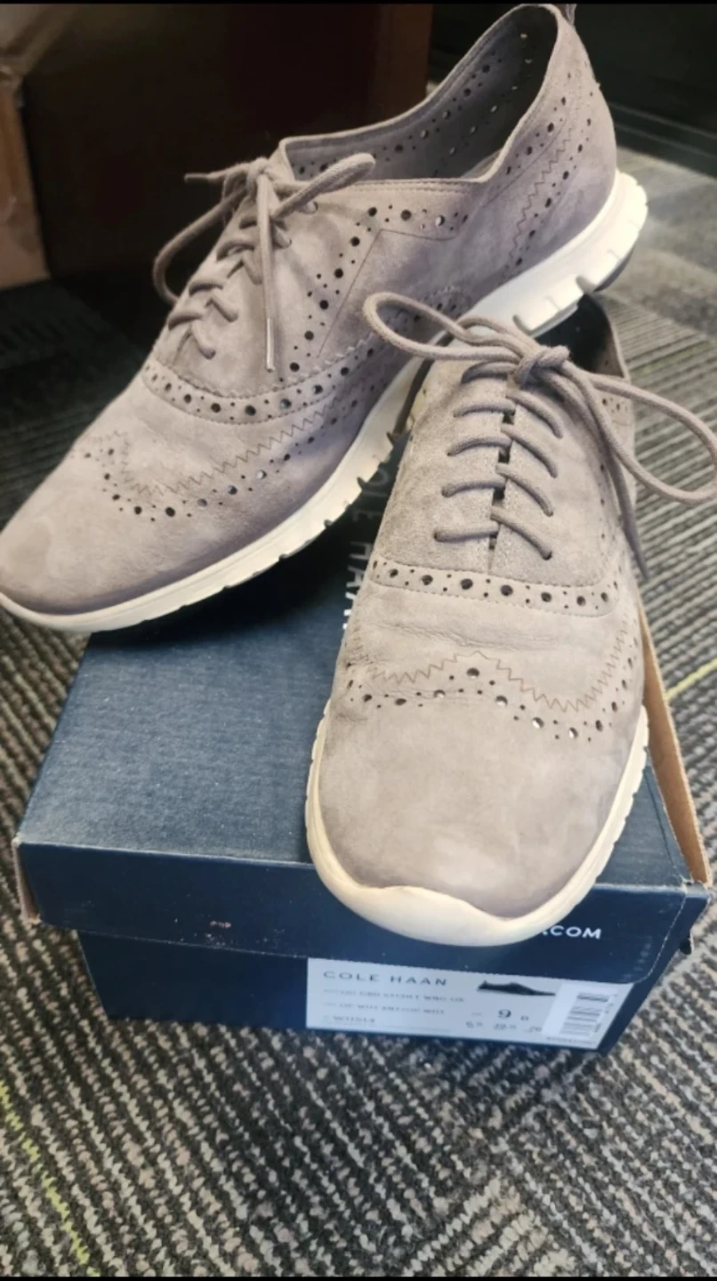 Cole Haan Grand Wingtip Oxford Shoes - Grey Suede Womens - photo 4
