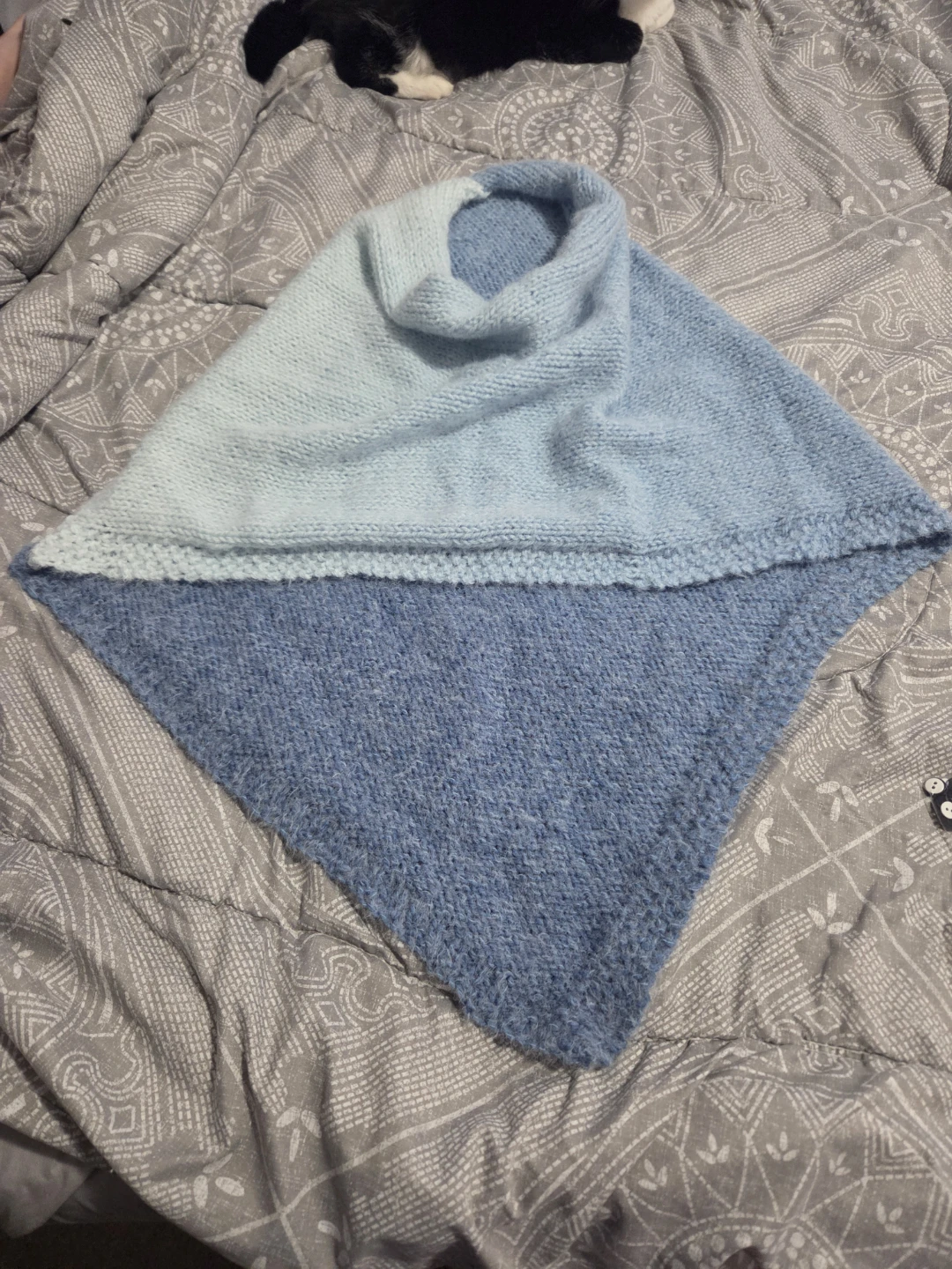 Hand Knitted Blue Poncho Scarf