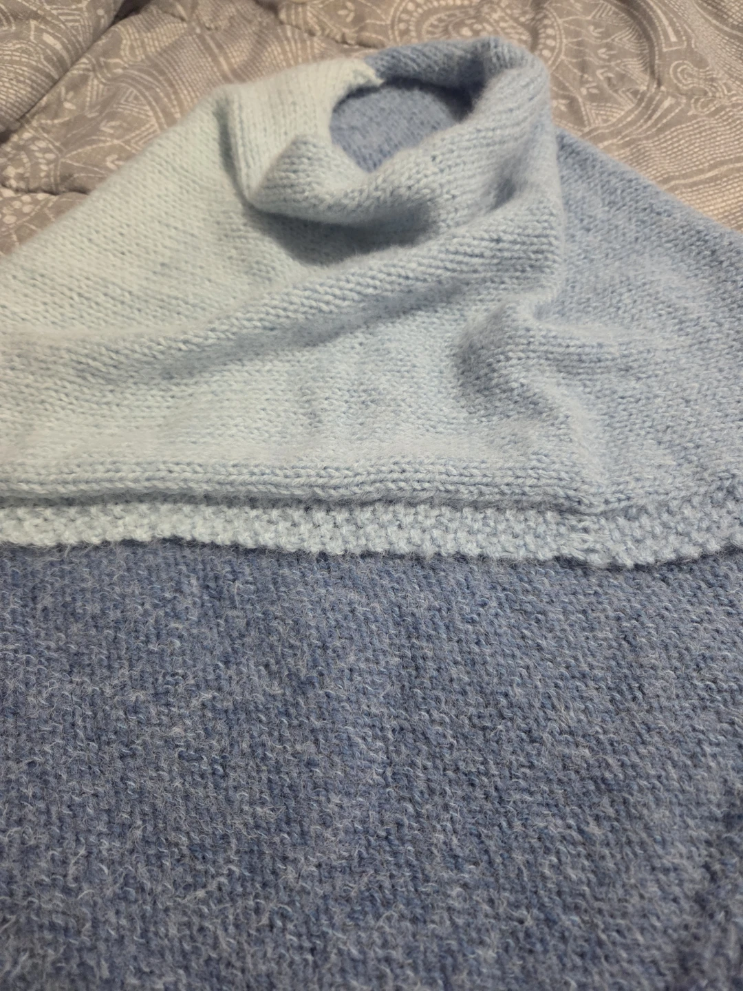 Hand Knitted Blue Poncho Scarf - photo 2