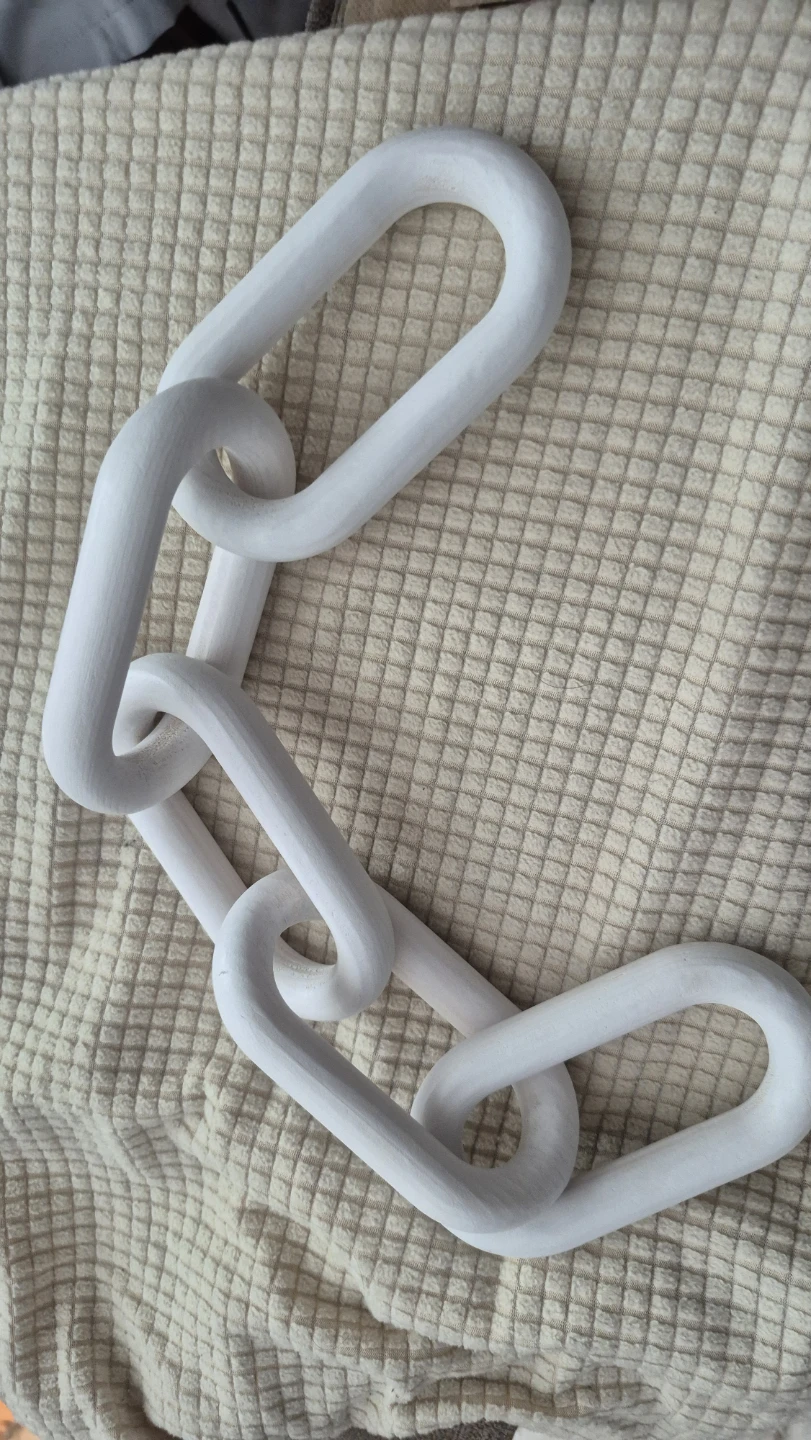 Decorative White Wooden Chain Link Sculpture - photo 2